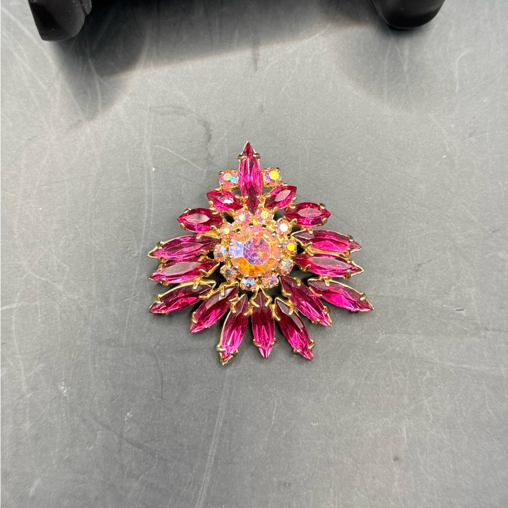 Vintage Pink Rhinestone Brooch